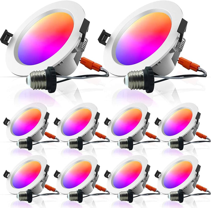 Smart LED Recessed Lighting RGBCW Color Changing WiFi Can Lights with Baffle Trim Retrofit