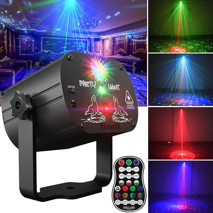 New USB LED Stage Light Laser Projector Disco Lamp with Voice Control Sound Party Lights for Home