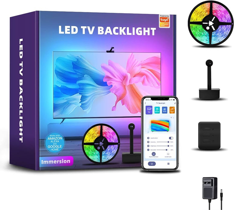 Envisual TV LED Backlights with Camera 3.8M RGBIC Wi-Fi TV Backlights for TVs PC Works with Alexa