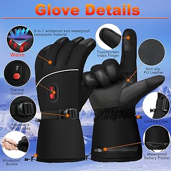 Heated Gloves Electric Heated Gloves Camping Hand Warmers Winter Warm Touchscreen Gloves for Men