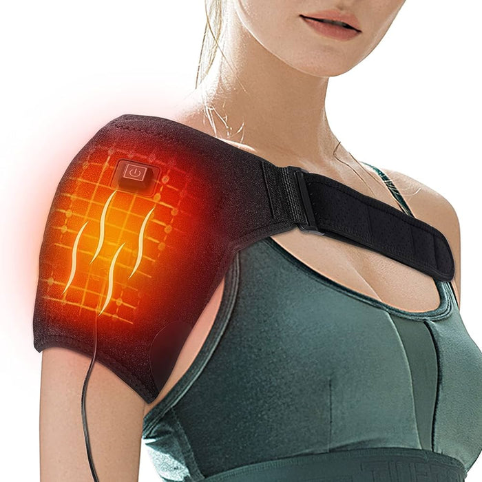 Heated Massage Shoulder Brace With 3 Vibration And Heating Settings Supports Adjustable Heated ShoulderPads for Rotating Cuffs