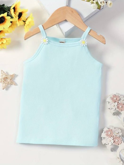 Toddler Girls' Tank Solid Color Outdoor Sleeveless Daily 100% Cotton 3-7 Years Summer White Pink Blue