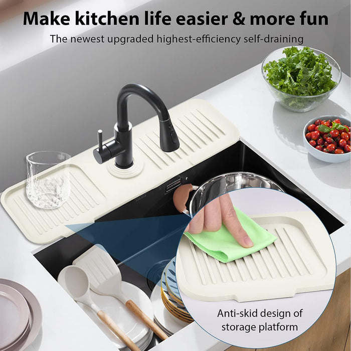 Silicone Sink Splash Guard, Faucet Handle Drip Catcher Tray Faucet Absorbent Mat