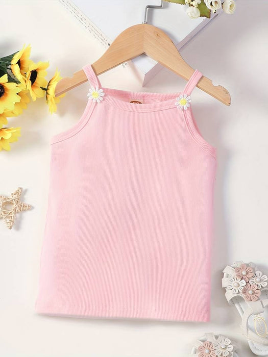 Toddler Girls' Tank Solid Color Outdoor Sleeveless Daily 100% Cotton 3-7 Years Summer White Pink Blue