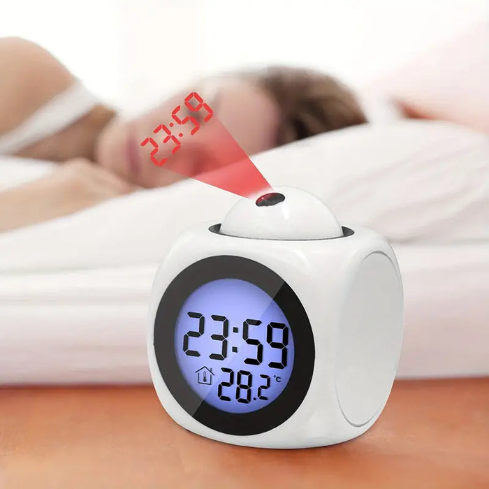 Digital Projection Alarm Clock Home Multifunction Voice Talking Alarm Clock LCD