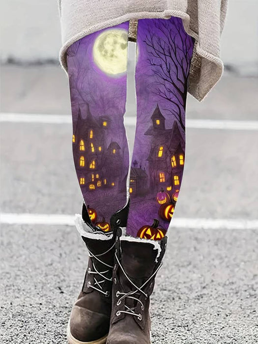 Women's Tights Leggings Full Length Print Micro-elastic Mid Waist Fashion Halloween