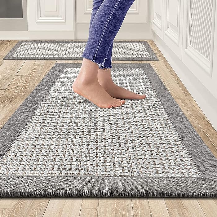 Linen Kitchen Mat Long Non-slip Floor Mat Entry Door Mat Area Rug Household Carpet Large Edge