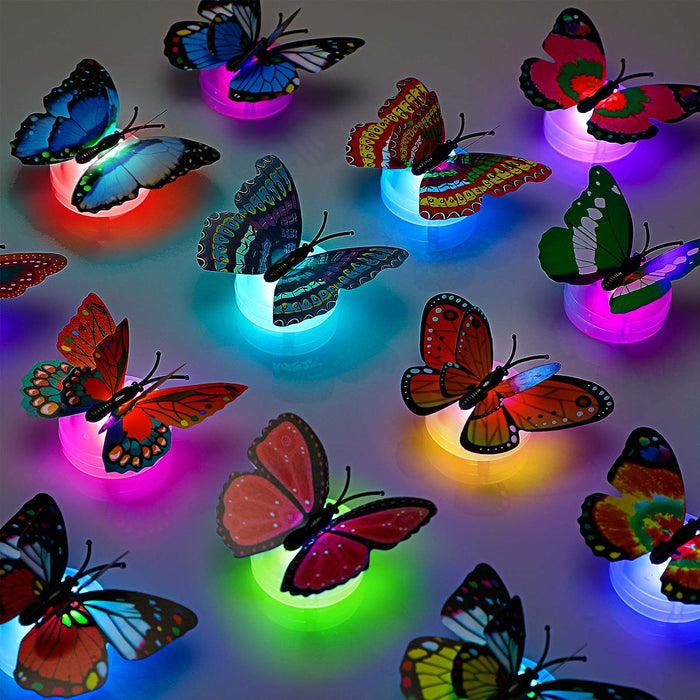 24pcs, 3D LED Butterfly Decoration Night Light Sticker Single And Double Wall Light For Garden