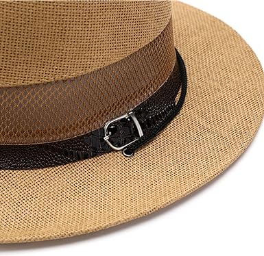 Men's Straw Hat Sun Hat Soaker Hat Safari Hat Gambler Hat White khaki Polyester
