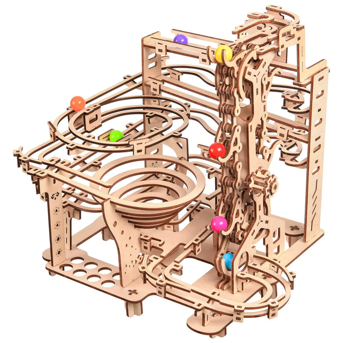 3D Wooden Puzzle Marble Run Set DIY Mechanical Track Electric Manual Model Building Block Kits