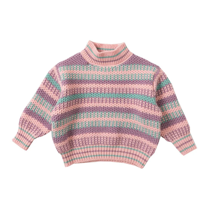 Kids Girls' Sweater Stripe School Long Sleeve Crewneck Active 3-12 Years Spring Pink