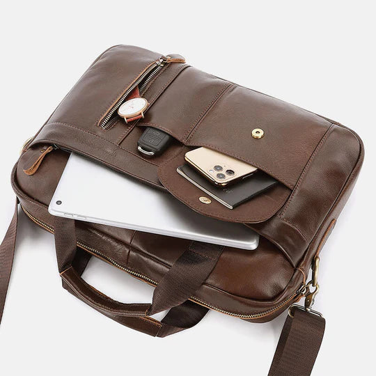 Men's Laptop Bag Briefcase Top Handle Bag Nappa Leather Cowhide Office & Career