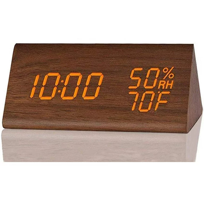 Wooden Digital Alarm Clock with Wooden Electronic LED Time Display 3 Alarm Settings