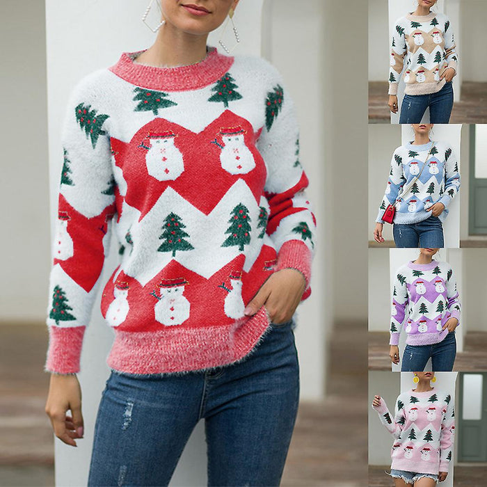 Women's Ugly Christmas Sweater Pullover Sweater Jumper Crew Neck Ribbed Knit Polyester Knitted