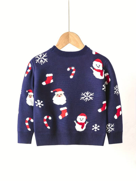 Kids Boys Christmas Sweater Graphic Long Sleeve Crewneck School Fashion Red Fall Clothes 7-13 Years