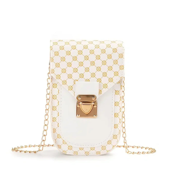 Geometric Pattern Phone Bag Women's Fashion Flap Chain Shoulder Bag Stylish
