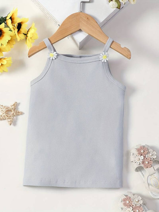 Toddler Girls' Tank Solid Color Outdoor Sleeveless Daily 100% Cotton 3-7 Years Summer White Pink Blue