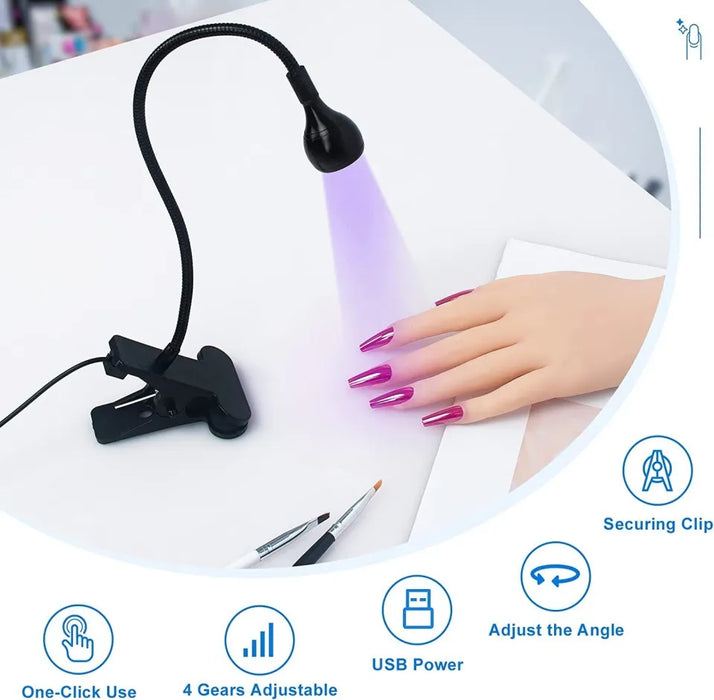 Mini UV Led Nail Lamp Ultraviolet Lights Dryer Ongles Lampe Flexible Clip-On Desk USB Gel