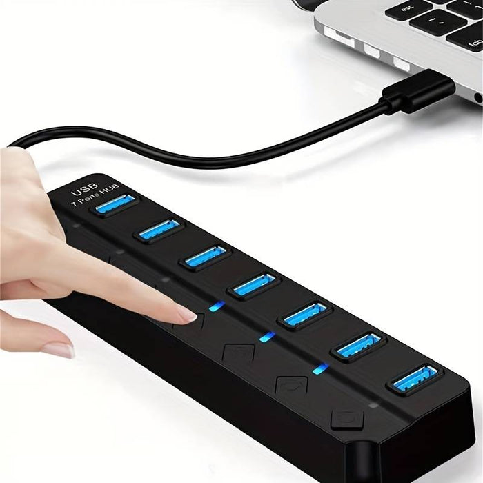 Usb Extension Cable Multiple Port 4-Port/7-Port USB 2.0/3.0 HUB Splitter With LED Power
