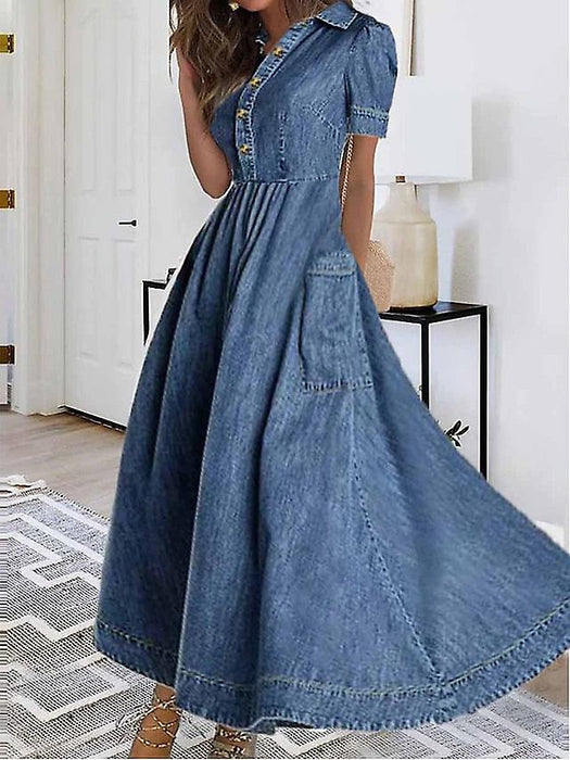 Women's Denim Dress Casual Dress Swing Dress Maxi long Dress Denim Fashion Modern Outdoor