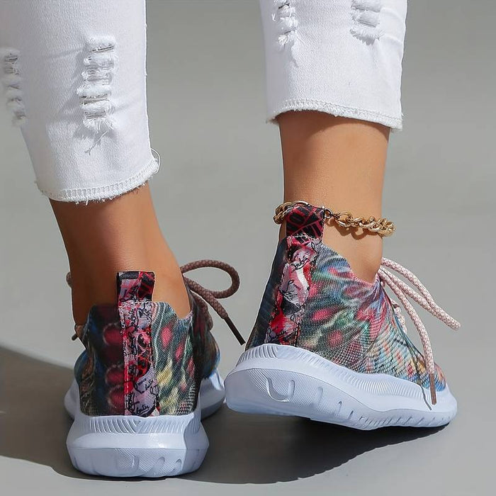Women's Sneakers Animal Print Plus Size Flyknit Shoes Outdoor Summer Winter Flat Heel