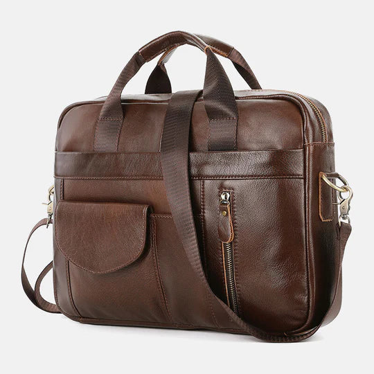 Men's Laptop Bag Briefcase Top Handle Bag Nappa Leather Cowhide Office & Career