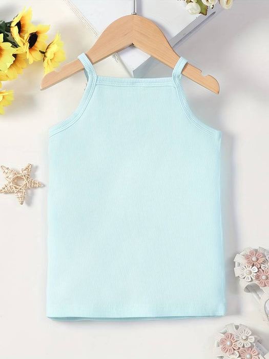 Toddler Girls' Tank Solid Color Outdoor Sleeveless Daily 100% Cotton 3-7 Years Summer White Pink Blue