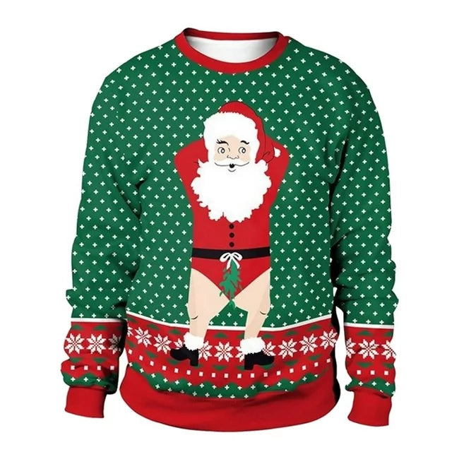 Santa Claus Ugly Christmas Sweatshirt Cat Dog Funny Top For Men's Women's Couple's Adults' 3D Print Party Casual Daily