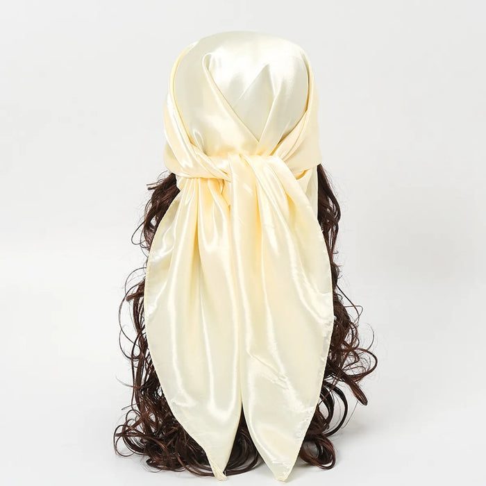 1pcs 90*90cm Solid Colors Neckerchief Hijab Scarf For Women Silk Satin Headband