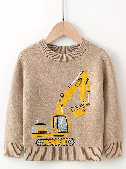 Boys 3D Cartoon Sweater Long Sleeve Fall Winter Cool Daily Viscose Fibre Kids 2-8 Years