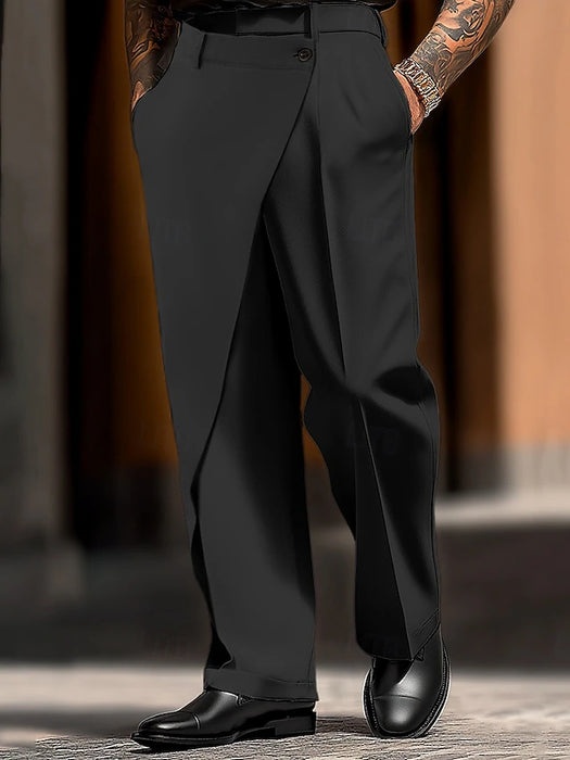 Men's Dress Pants Trousers Pocket Layered Straight Leg Plain Comfort