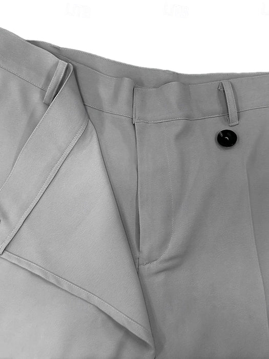 Men's Dress Pants Trousers Pocket Layered Straight Leg Plain Comfort