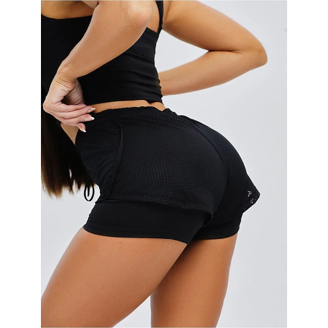 Women's Running Shorts Gym Shorts Drawstring 2 in 1 Bottoms Athletic Breathable Sweat wicking Quick Dry