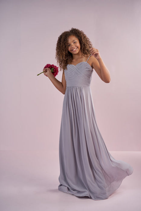 Sheath / Column Floor Length Jewel Neck Chiffon Summer Junior Bridesmaid Dresses&Gowns With Ruching