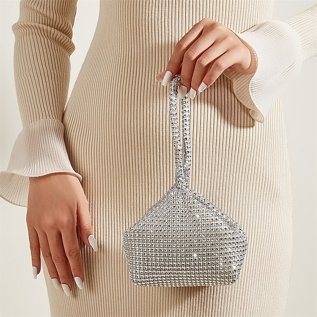 Women's Handbag Evening Bag Silk Synthetic Party Outdoor Rhinestone Crystals Lightweight Durable Anti-Shock