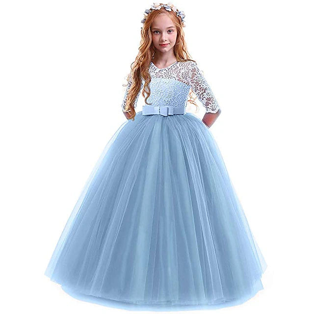 Princess Lace Prom Dress Flower Girl Dress 3-13 Years Kids Little Girls' Floral Lace Party Wedding Evening Hollow Out Lace