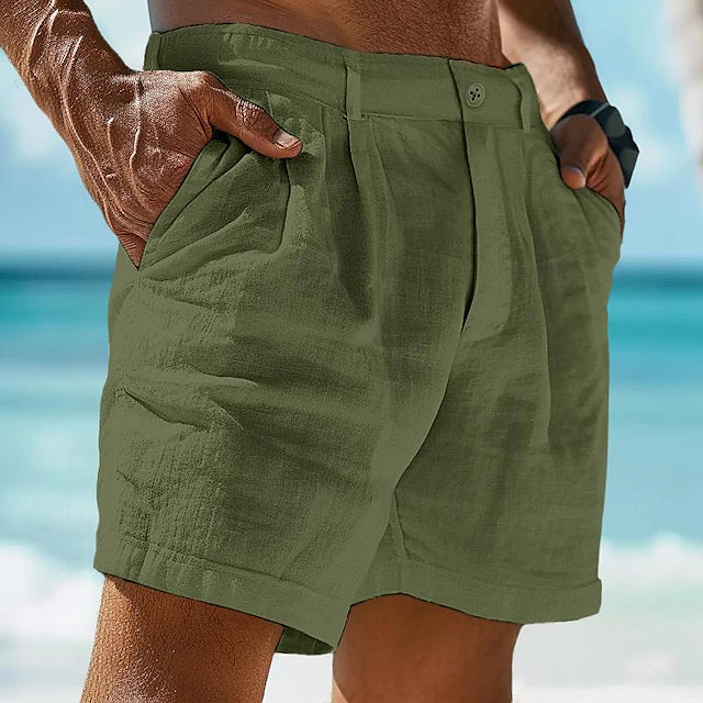 Men's Shorts Linen Shorts Summer Shorts Beach Shorts Seersucker Shorts Button Pocket