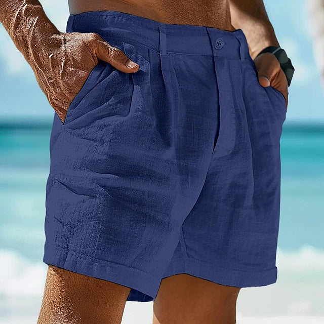 Men's Shorts Linen Shorts Summer Shorts Beach Shorts Seersucker Shorts Button Pocket