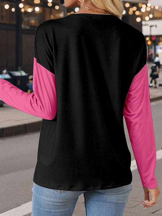 Women's Valentine Heart T Shirt Casual Heart Leopard Regular Tops Long Sleeve