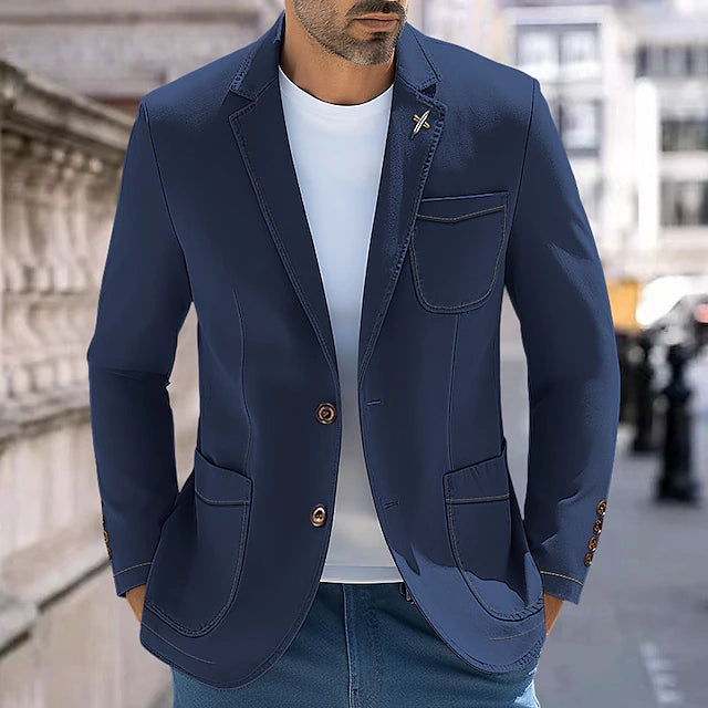 Men's Blazer Denim Jacket Business Formal Evening Wedding Party Fashion Casual Spring & Fall Denim Plain Pocket