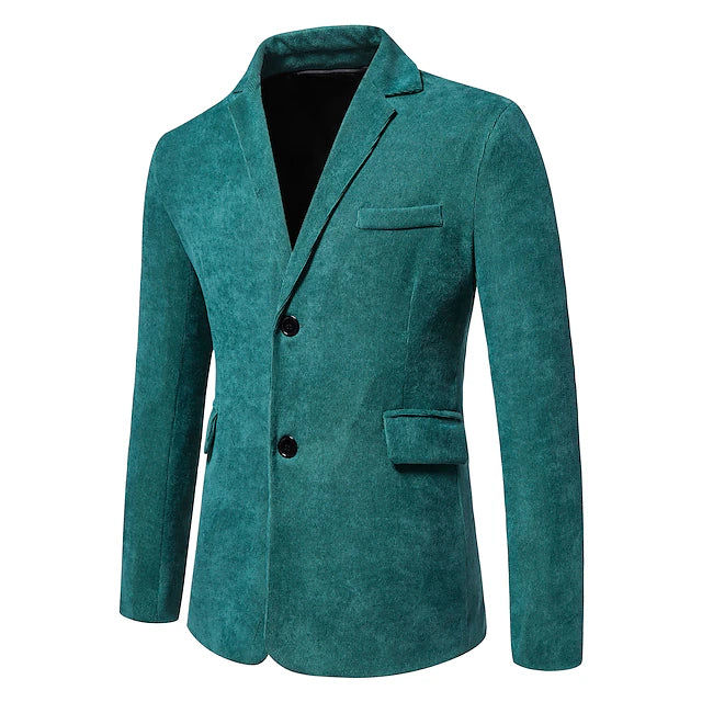 Men's Corduroy Jacket Blazer Wedding Daily Wear Vacation Double Breasted V Neck Minimalist Casual Daily Traditional / Classic