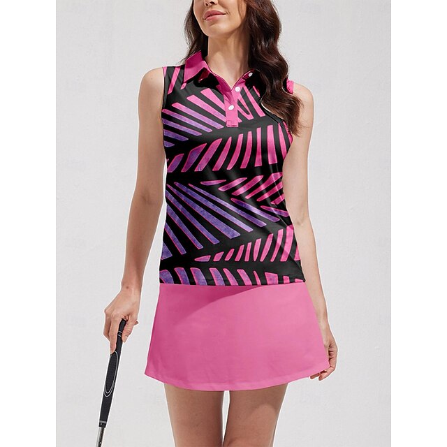 Women's Golf Polo Shirt White Pink Blue Sleeveless Top Ladies Golf Attire Clothes Outfits Wear Apparel