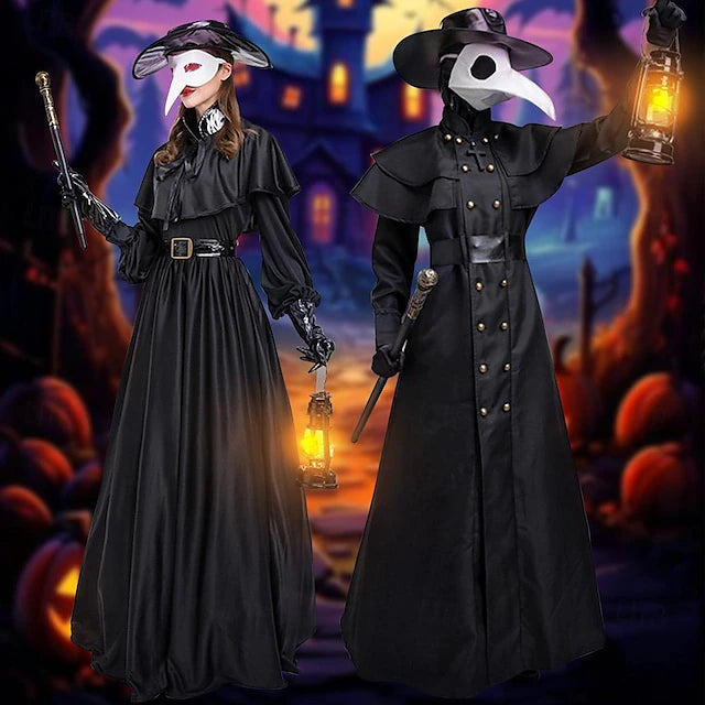 Couples Plague Doctor Costume Cloak Halloween Couples