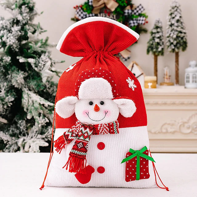 Large Christmas Gift Bag, Creative Dual-Tone Knitted Santa Sack, Festive