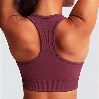 Women's Light Support Sports Bra Running Bra Racerback Open Back Bra Top Padded Fitness