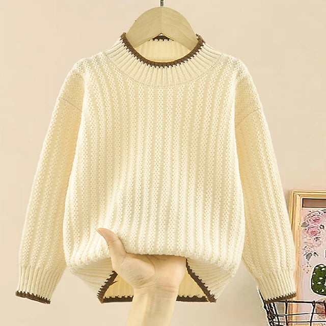 Kids Girls' Sweater Solid Color School non-printing Long Sleeve Crewneck Daily