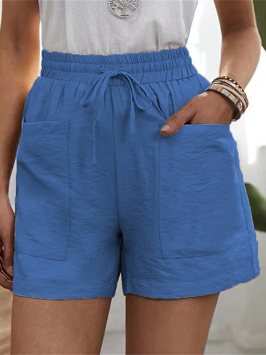 Women's Shorts Slacks Polyester Pocket High Waist Short Black Summer