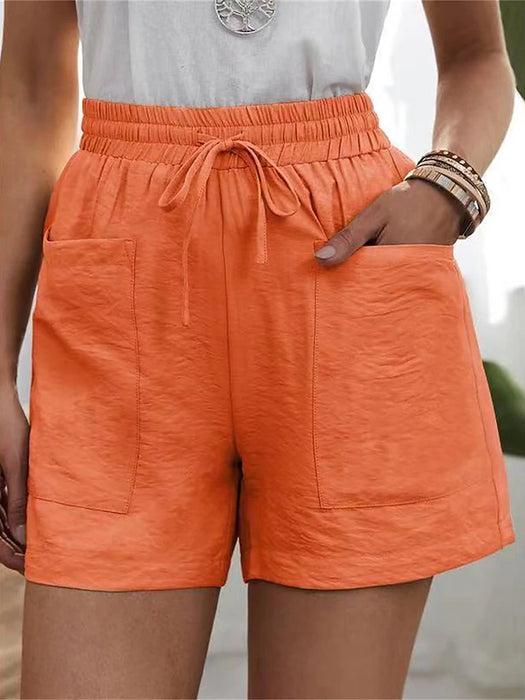 Women's Shorts Slacks Polyester Pocket High Waist Short Black Summer