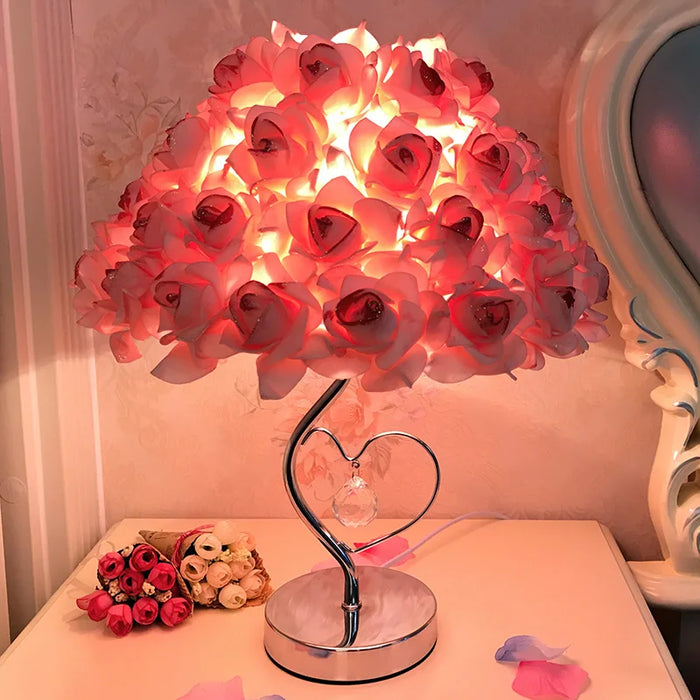 Rose atmosphere lamp creative simple European feather table lamp bedroom wedding room