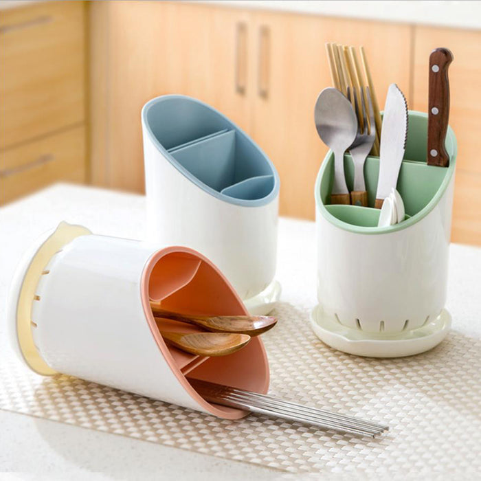Utensil Holder Cutlery Drainer Kitchen Tableware Storage Bucket Plastic Chopstick Spoon Storage Rack
